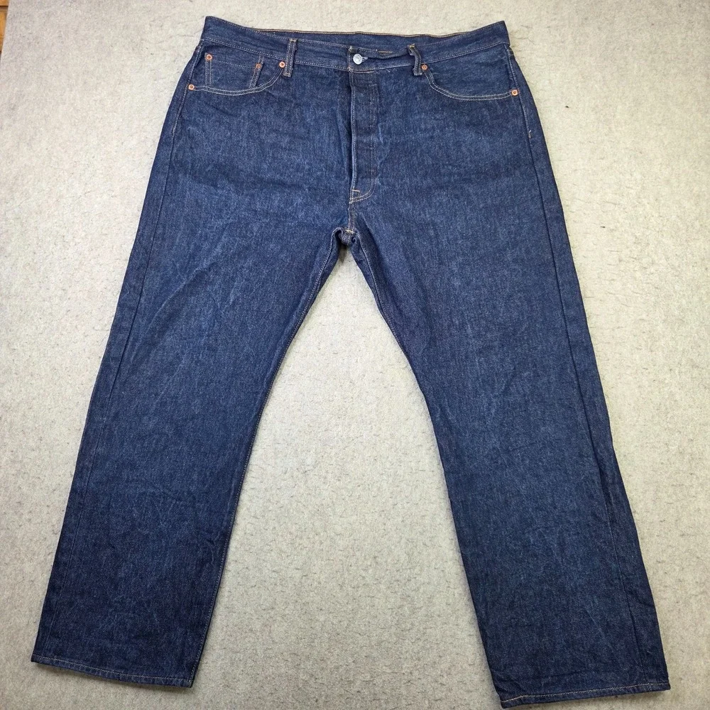 Levi's 501 Regular Straight Fit Button Fly Jeans Mens 42x30 Dark Wash